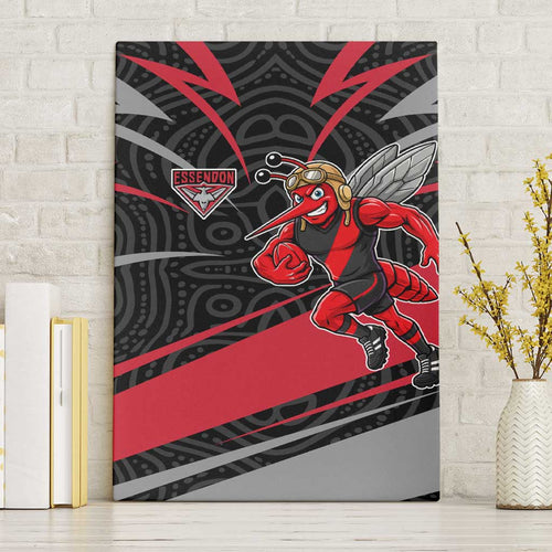 Essendon Bombers Australian Football Canvas Wall Art Skeeta Mascot With Indigenous Pattern Art