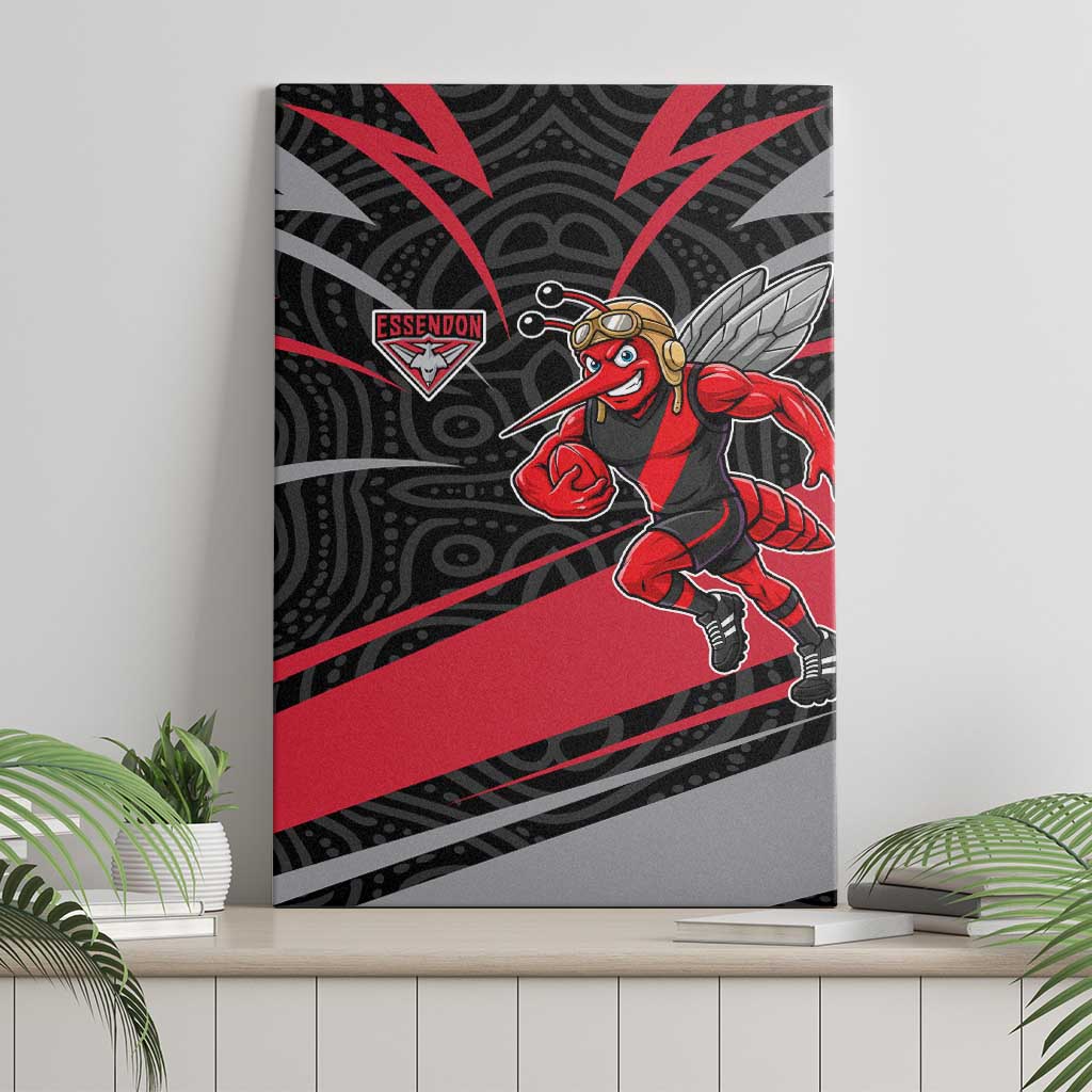 Essendon Bombers Australian Football Canvas Wall Art Skeeta Mascot With Indigenous Pattern Art