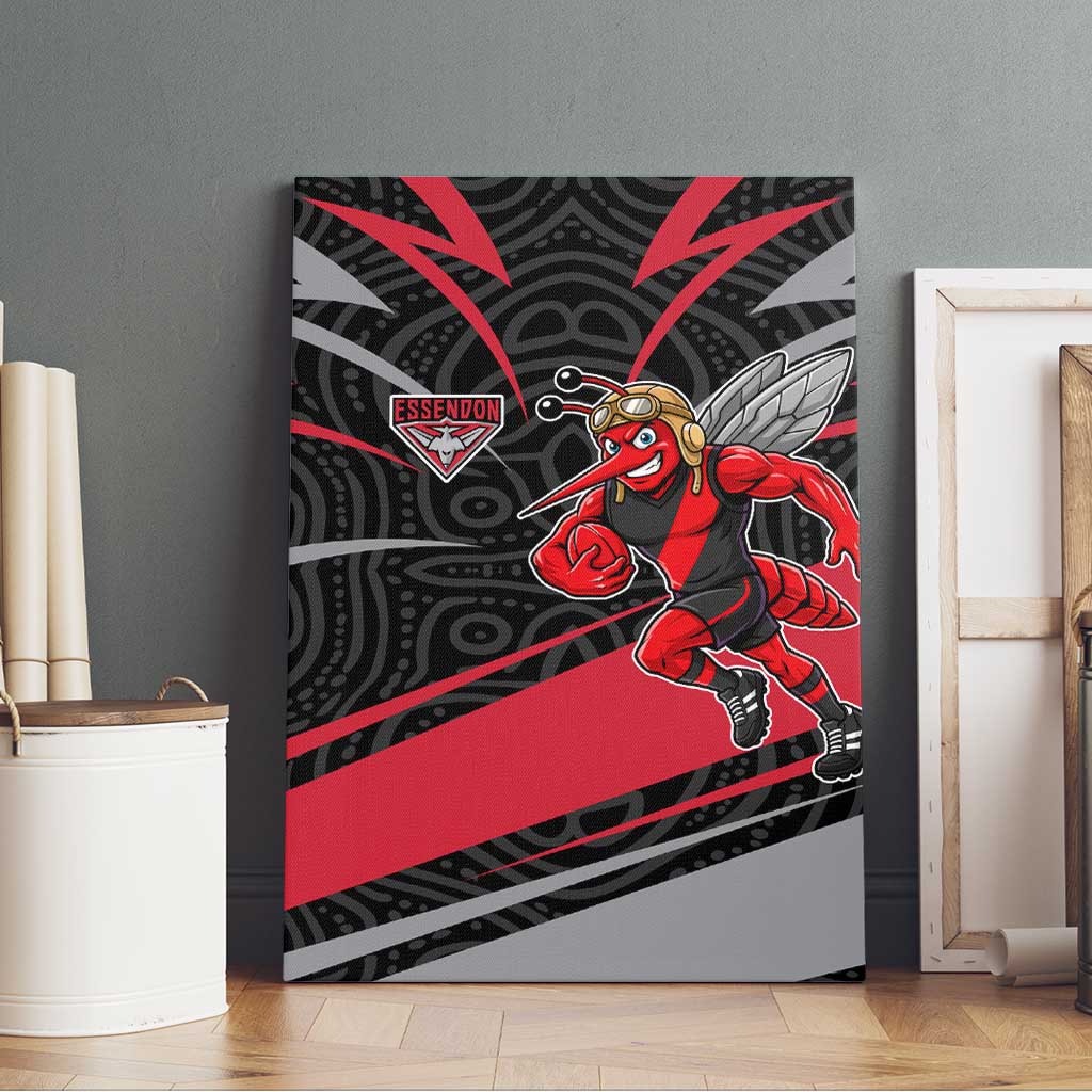 Essendon Bombers Australian Football Canvas Wall Art Skeeta Mascot With Indigenous Pattern Art