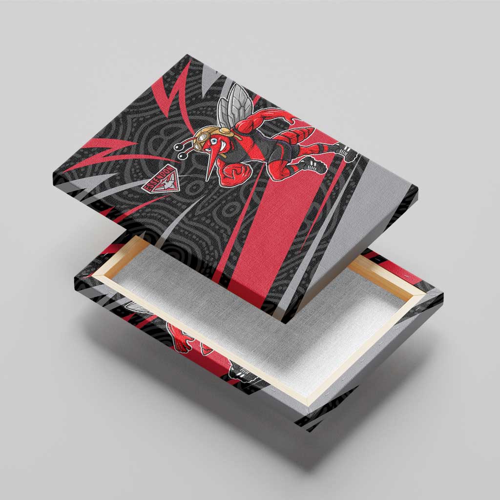Essendon Bombers Australian Football Canvas Wall Art Skeeta Mascot With Indigenous Pattern Art