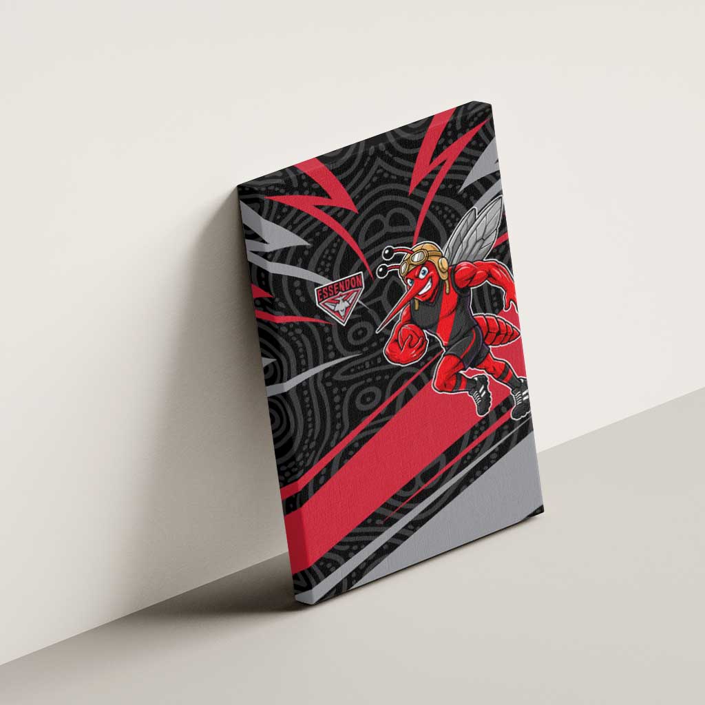 Essendon Bombers Australian Football Canvas Wall Art Skeeta Mascot With Indigenous Pattern Art