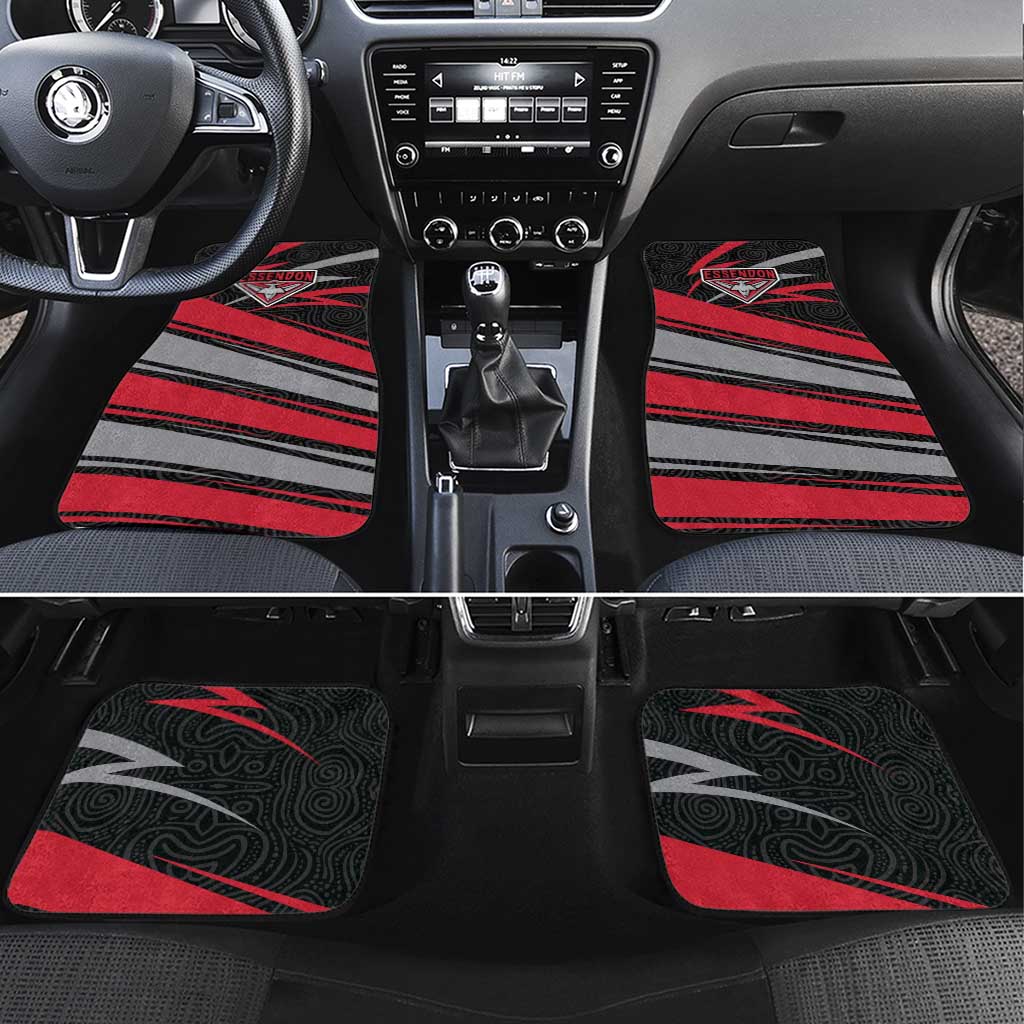 Essendon Bombers Australian Football Car Mats Skeeta Mascot With Indigenous Pattern Art