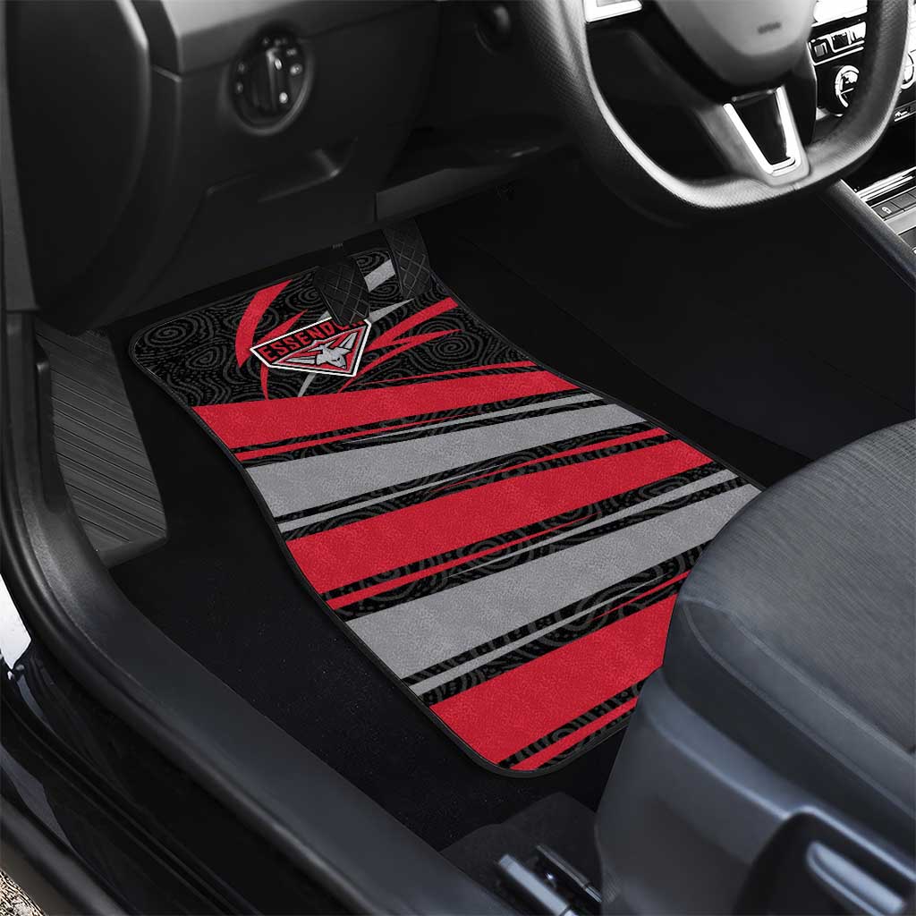 Essendon Bombers Australian Football Car Mats Skeeta Mascot With Indigenous Pattern Art