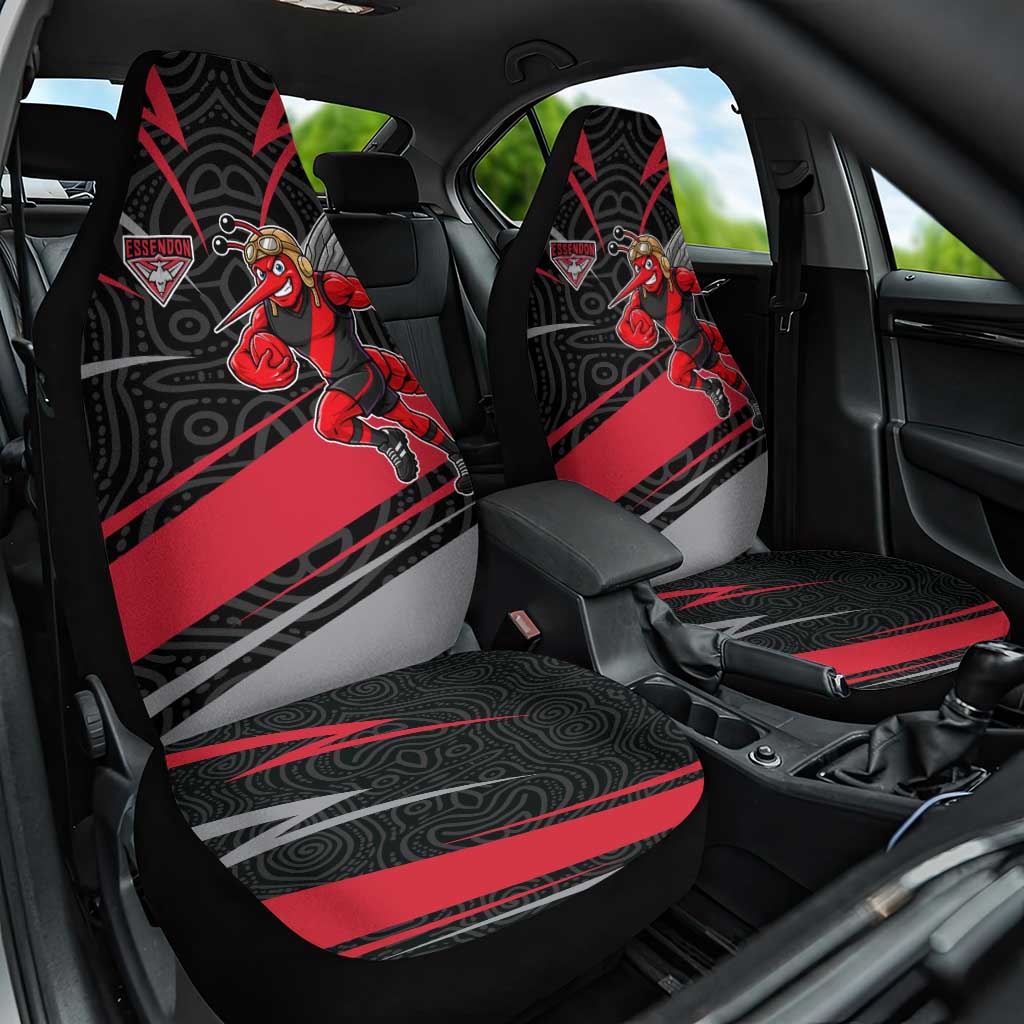 Essendon Bombers Australian Football Car Seat Cover Skeeta Mascot With Indigenous Pattern Art