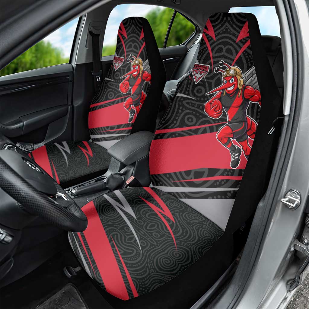 Essendon Bombers Australian Football Car Seat Cover Skeeta Mascot With Indigenous Pattern Art