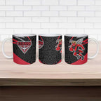 Essendon Bombers Australian Football Ceramic Mug Skeeta Mascot With Indigenous Pattern Art