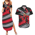 Essendon Bombers Australian Football Couples Matching Summer Maxi Dress and Hawaiian Shirt Skeeta Mascot With Indigenous Pattern Art