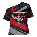 Essendon Bombers Australian Football Cross Shoulder Shirt Skeeta Mascot With Indigenous Pattern Art