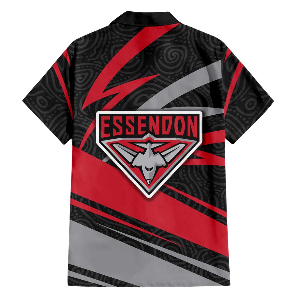 Essendon Bombers Australian Football Family Matching Mermaid Dress and Hawaiian Shirt Skeeta Mascot With Indigenous Pattern Art