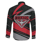 Essendon Bombers Australian Football Family Matching Mermaid Dress and Hawaiian Shirt Skeeta Mascot With Indigenous Pattern Art