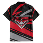 Essendon Bombers Australian Football Family Matching Short Sleeve Bodycon Dress and Hawaiian Shirt Skeeta Mascot With Indigenous Pattern Art