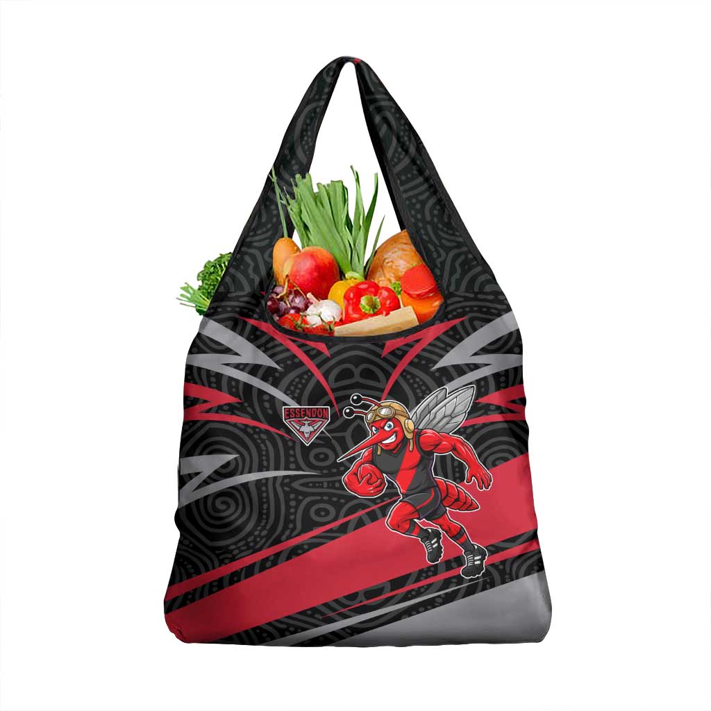 Essendon Bombers Australian Football Grocery Bag Skeeta Mascot With Indigenous Pattern Art