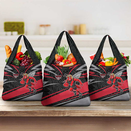 Essendon Bombers Australian Football Grocery Bag Skeeta Mascot With Indigenous Pattern Art