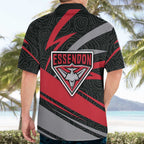 Essendon Bombers Australian Football Hawaiian Shirt Skeeta Mascot With Indigenous Pattern Art