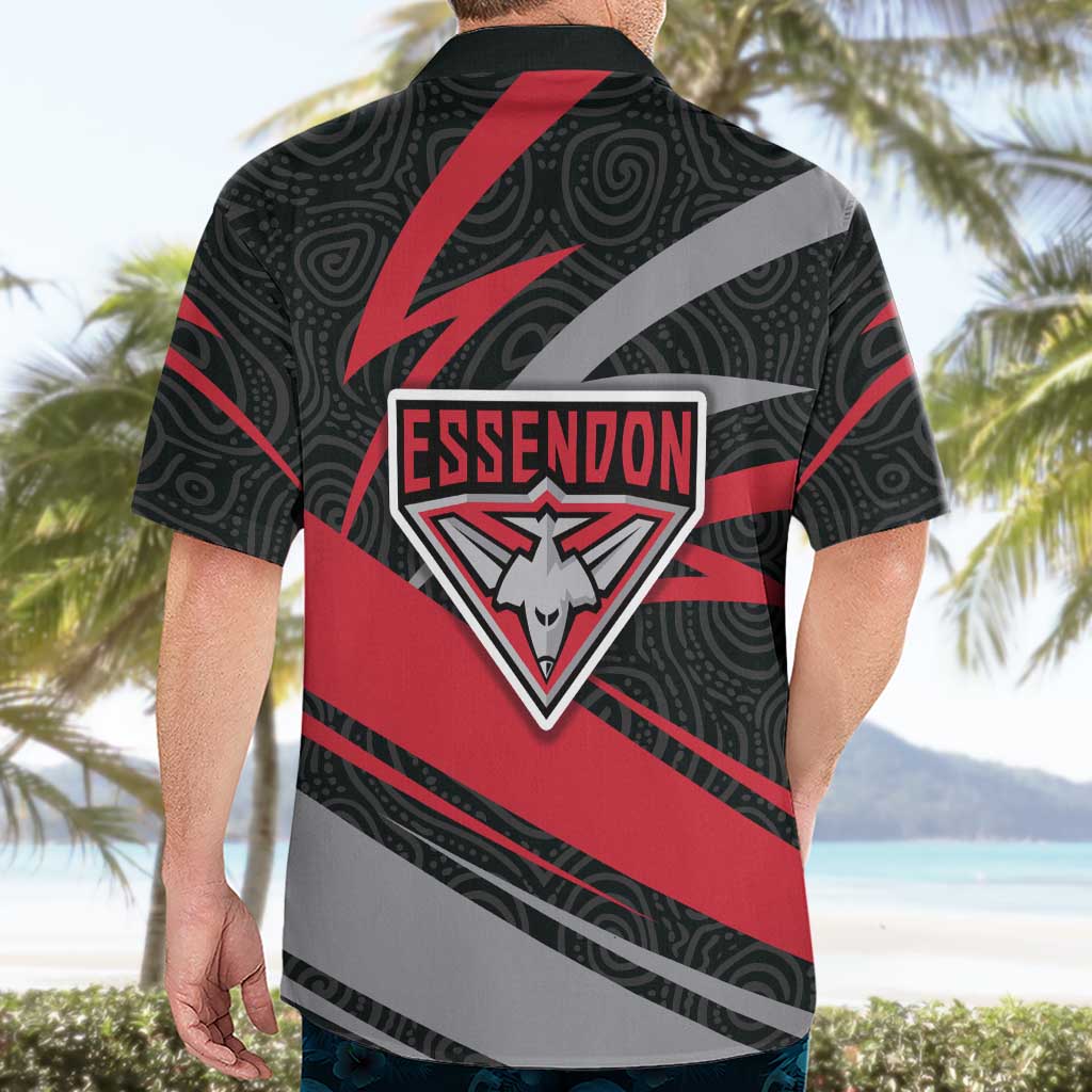 Essendon Bombers Australian Football Hawaiian Shirt Skeeta Mascot With Indigenous Pattern Art