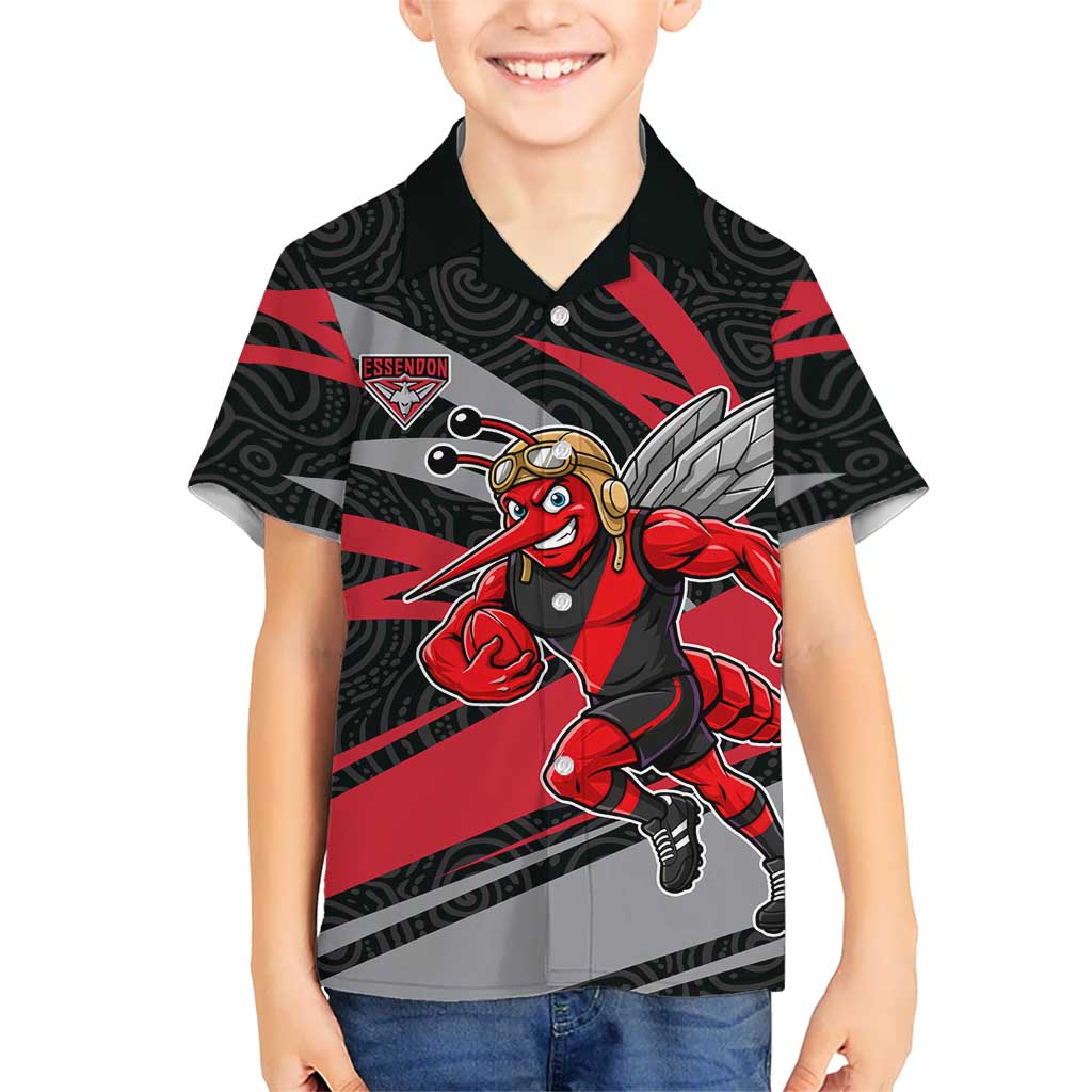 Essendon Bombers Australian Football Hawaiian Shirt Skeeta Mascot With Indigenous Pattern Art