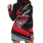 Essendon Bombers Australian Football Hoodie Dress Skeeta Mascot With Indigenous Pattern Art