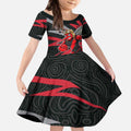 Essendon Bombers Australian Football Kid Short Sleeve Dress Skeeta Mascot With Indigenous Pattern Art