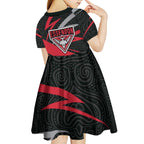 Essendon Bombers Australian Football Kid Short Sleeve Dress Skeeta Mascot With Indigenous Pattern Art