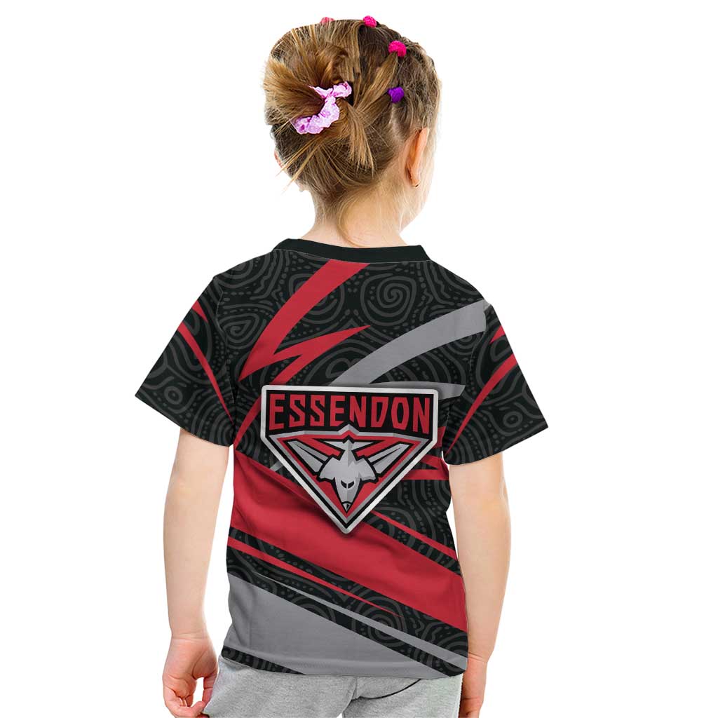 Essendon Bombers Australian Football Kid T Shirt Skeeta Mascot With Indigenous Pattern Art