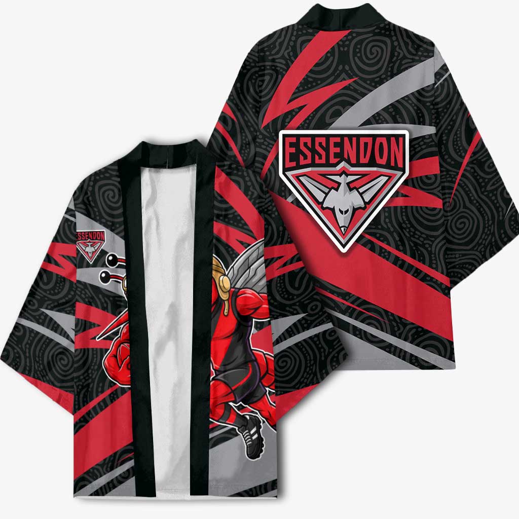 Essendon Bombers Australian Football Kimono Skeeta Mascot With Indigenous Pattern Art