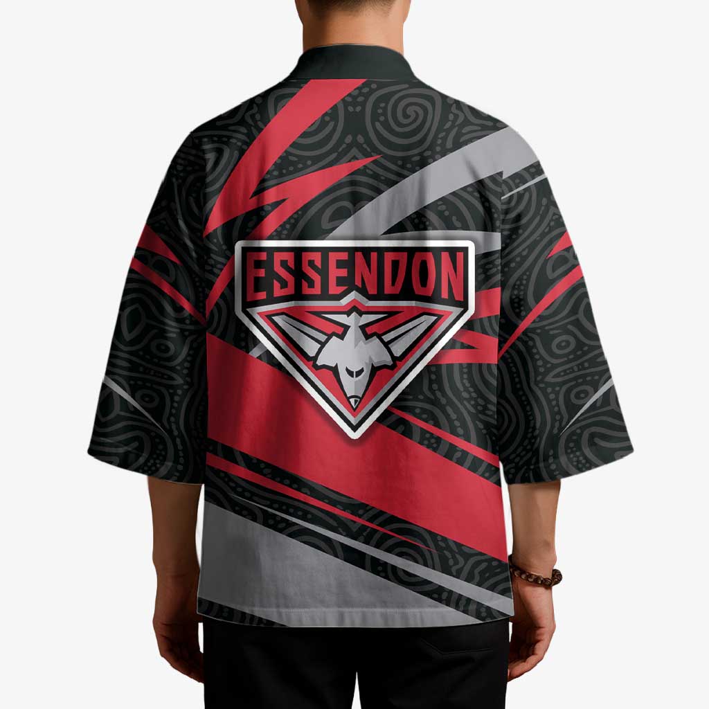 Essendon Bombers Australian Football Kimono Skeeta Mascot With Indigenous Pattern Art