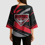 Essendon Bombers Australian Football Kimono Sleeve Blouse Skeeta Mascot With Indigenous Pattern Art