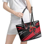 Essendon Bombers Australian Football Leather Tote Bag Skeeta Mascot With Indigenous Pattern Art
