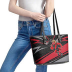 Essendon Bombers Australian Football Leather Tote Bag Skeeta Mascot With Indigenous Pattern Art
