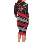 Essendon Bombers Australian Football Long Sleeve Bodycon Dress Skeeta Mascot With Indigenous Pattern Art