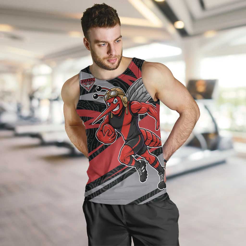 Essendon Bombers Australian Football Men Tank Top Skeeta Mascot With Indigenous Pattern Art
