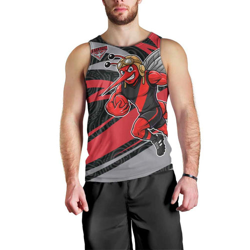Essendon Bombers Australian Football Men Tank Top Skeeta Mascot With Indigenous Pattern Art