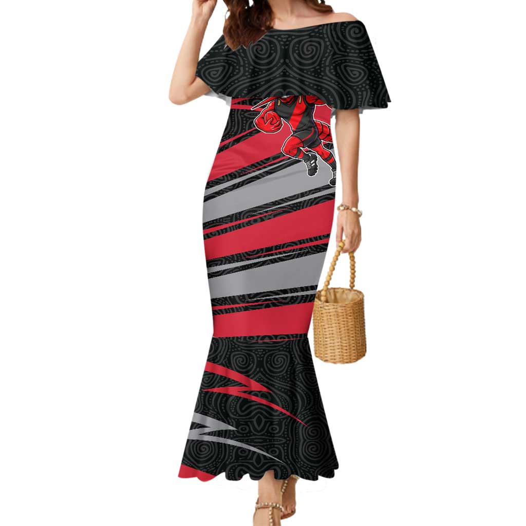 Essendon Bombers Australian Football Mermaid Dress Skeeta Mascot With Indigenous Pattern Art