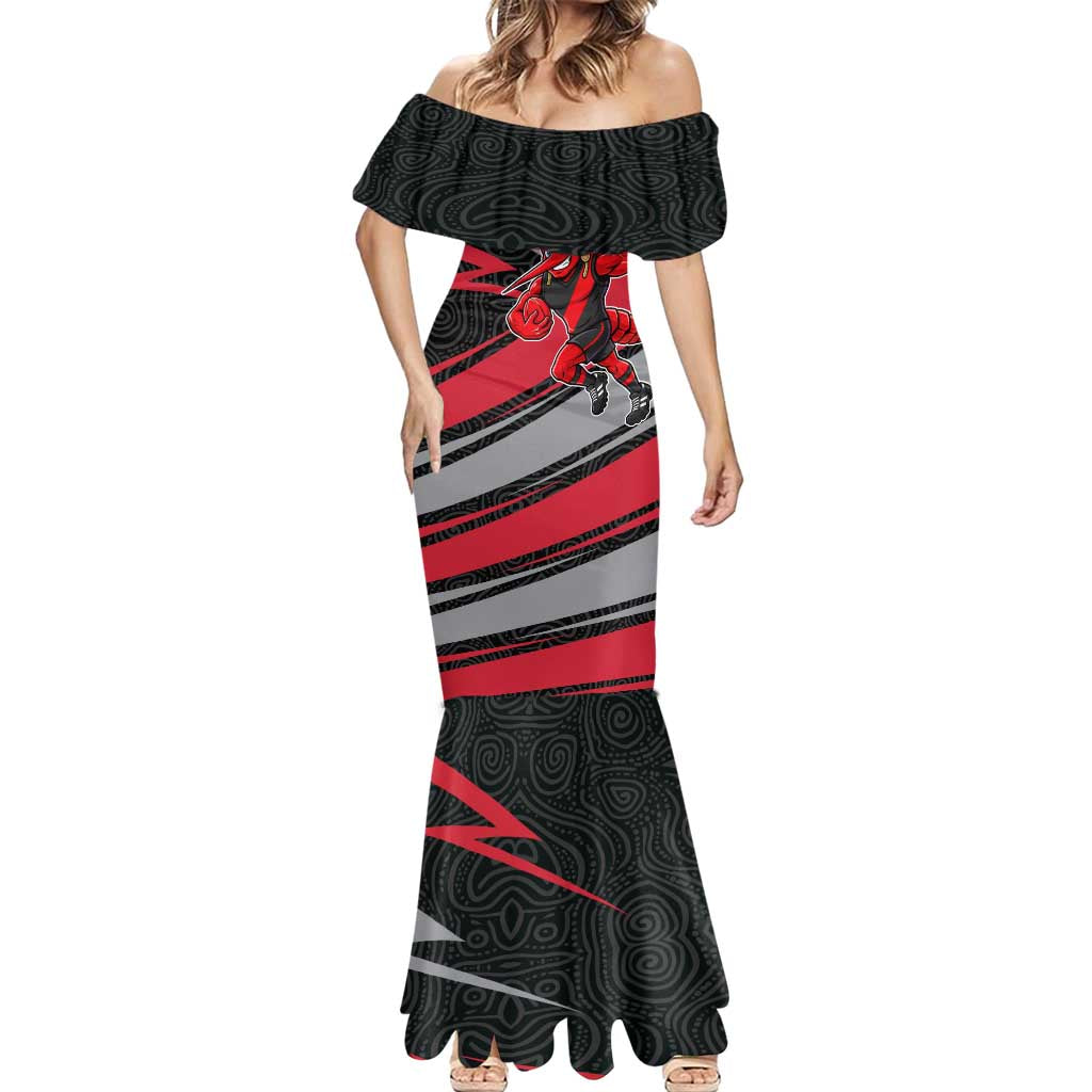 Essendon Bombers Australian Football Mermaid Dress Skeeta Mascot With Indigenous Pattern Art
