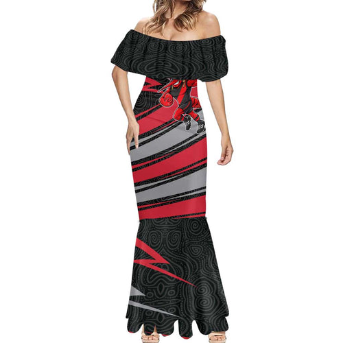 Essendon Bombers Australian Football Mermaid Dress Skeeta Mascot With Indigenous Pattern Art
