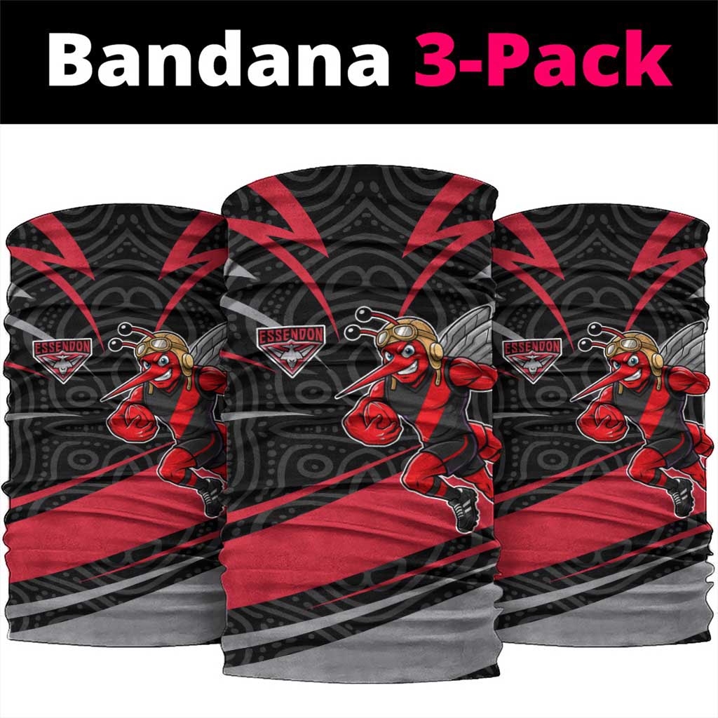 Essendon Bombers Australian Football Neck Gaiter Skeeta Mascot With Indigenous Pattern Art