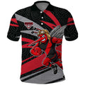 Essendon Bombers Australian Football Polo Shirt Skeeta Mascot With Indigenous Pattern Art