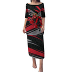 Essendon Bombers Australian Football Puletasi Skeeta Mascot With Indigenous Pattern Art