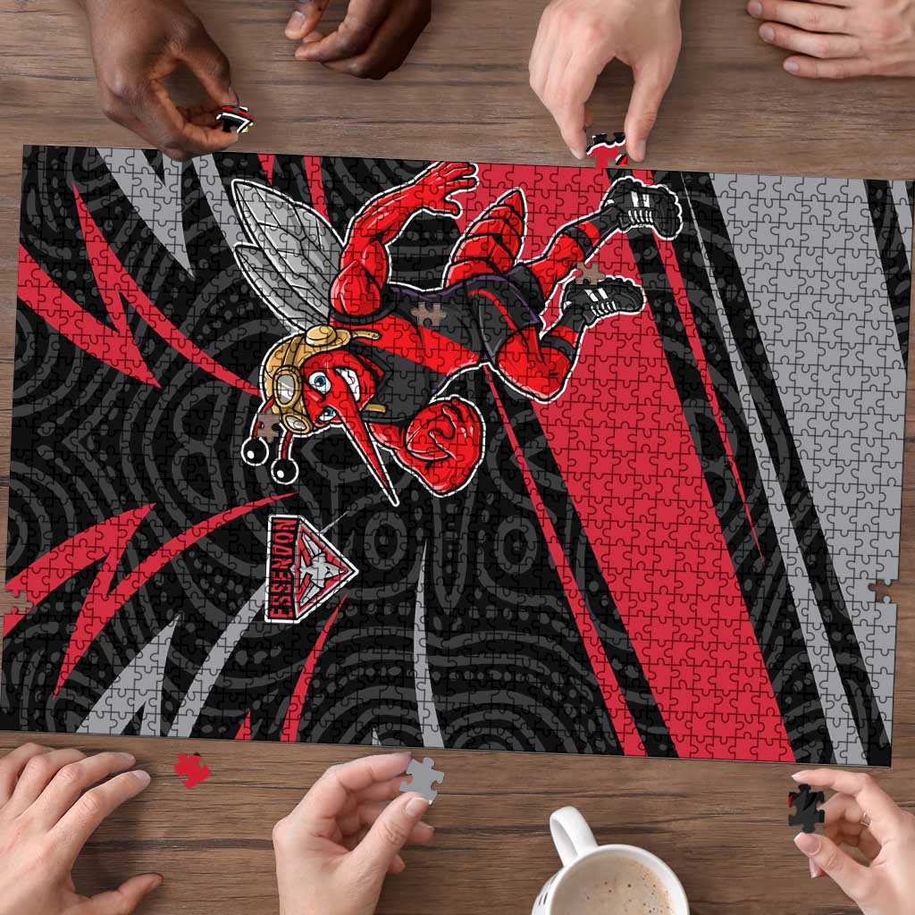 Essendon Bombers Australian Football Puzzle Skeeta Mascot With Indigenous Pattern Art