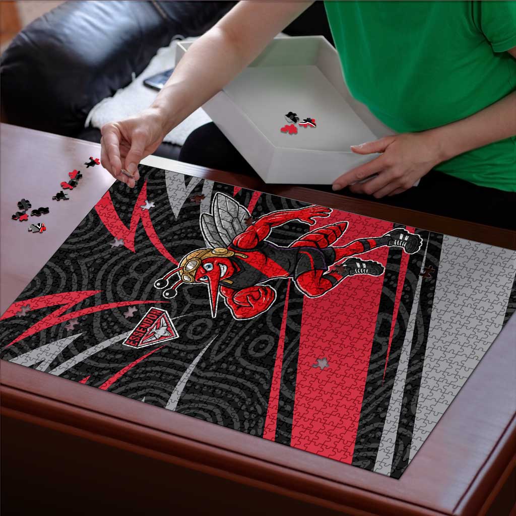 Essendon Bombers Australian Football Puzzle Skeeta Mascot With Indigenous Pattern Art