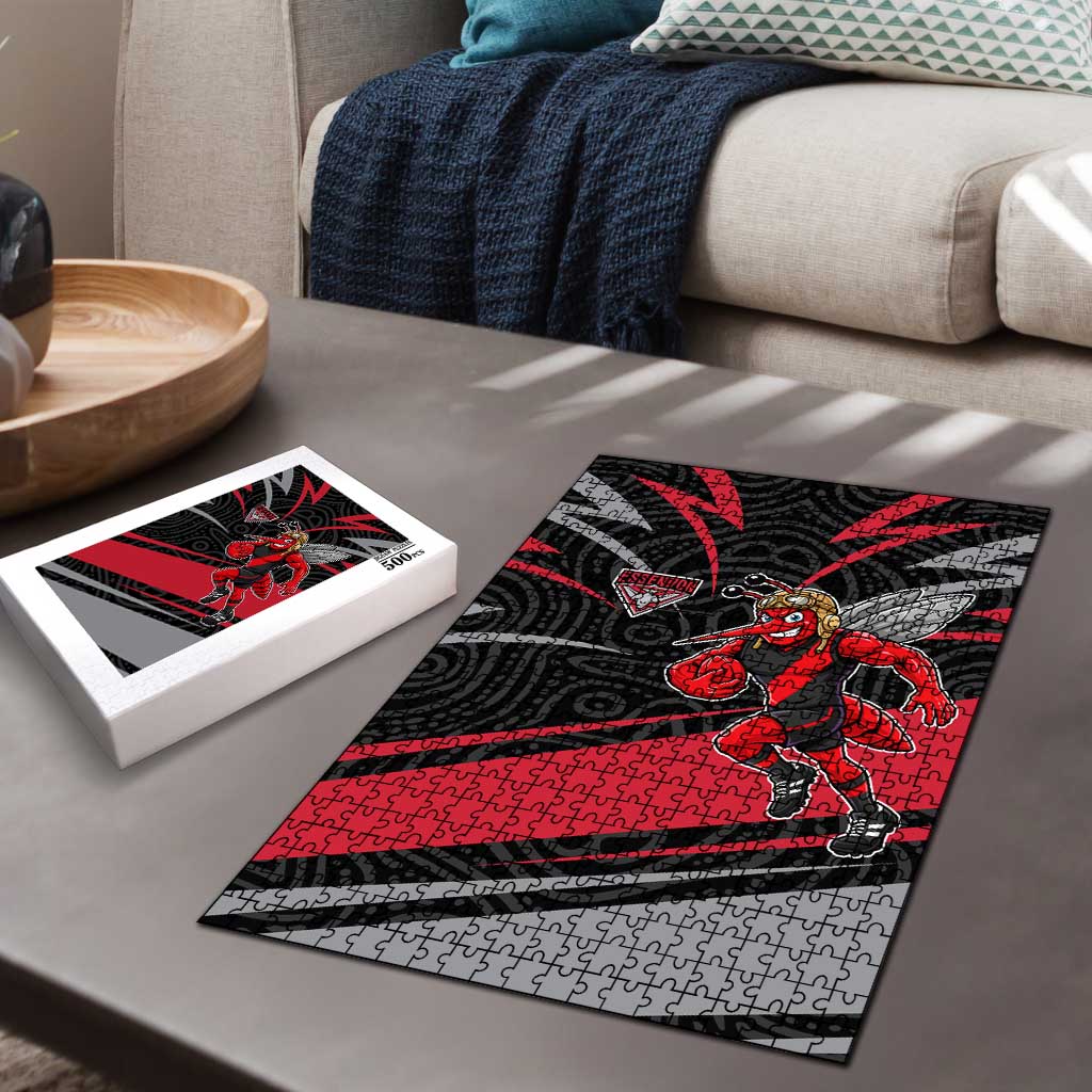 Essendon Bombers Australian Football Puzzle Skeeta Mascot With Indigenous Pattern Art