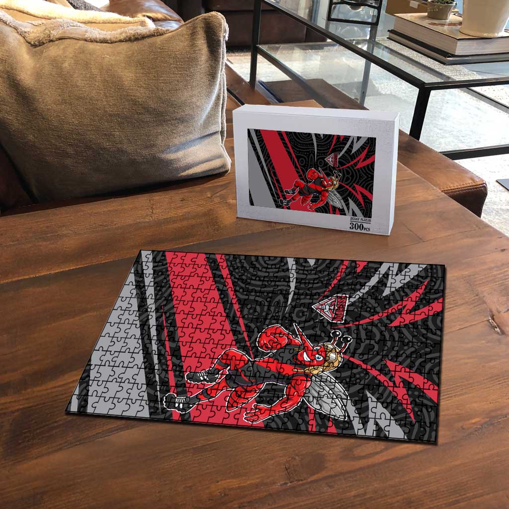 Essendon Bombers Australian Football Puzzle Skeeta Mascot With Indigenous Pattern Art