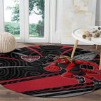 Essendon Bombers Australian Football Round Carpet Skeeta Mascot With Indigenous Pattern Art