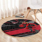 Essendon Bombers Australian Football Round Carpet Skeeta Mascot With Indigenous Pattern Art
