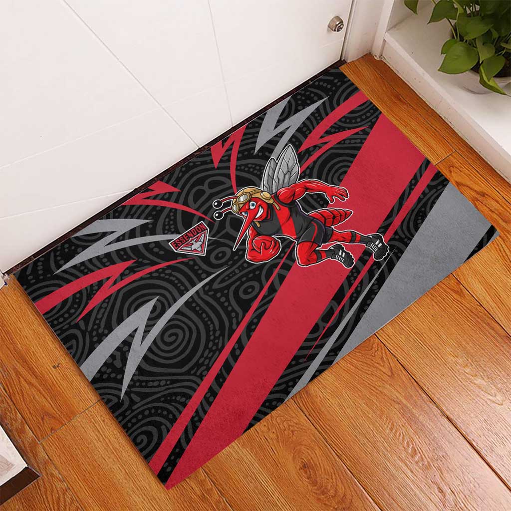 Essendon Bombers Australian Football Rubber Doormat Skeeta Mascot With Indigenous Pattern Art