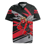 Essendon Bombers Australian Football Rugby Jersey Skeeta Mascot With Indigenous Pattern Art
