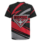 Essendon Bombers Australian Football Rugby Jersey Skeeta Mascot With Indigenous Pattern Art