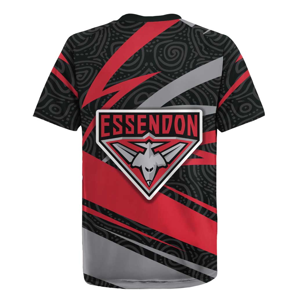 Essendon Bombers Australian Football Rugby Jersey Skeeta Mascot With Indigenous Pattern Art