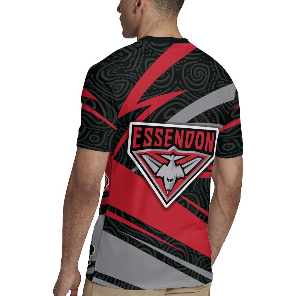 Essendon Bombers Australian Football Rugby Jersey Skeeta Mascot With Indigenous Pattern Art