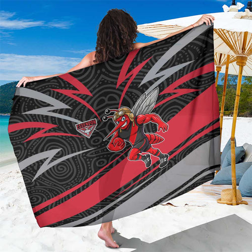 Essendon Bombers Australian Football Sarong Skeeta Mascot With Indigenous Pattern Art